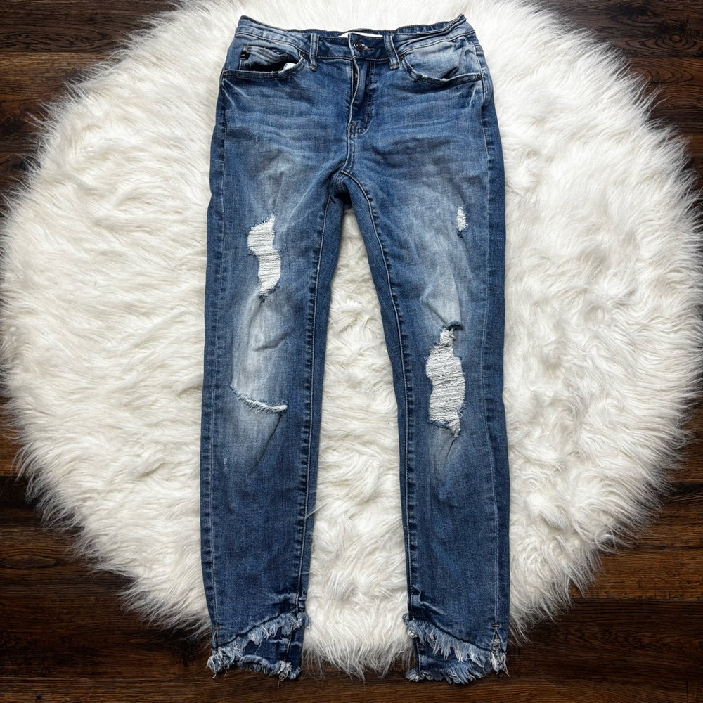 KanCan Distressed Skinny Blue Denim Jeans size 5 / 27